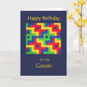 Carte d'anniversaire pour Cousin - Patchwork Quilt (Fleur jaune)
