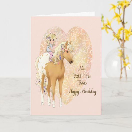 Carte d'anniversaire pour deux ans avec cheval (Fleur jaune)