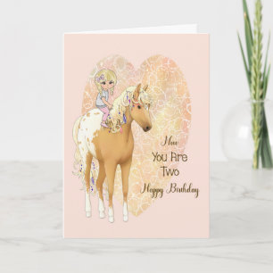 Carte d'anniversaire pour deux ans avec cheval