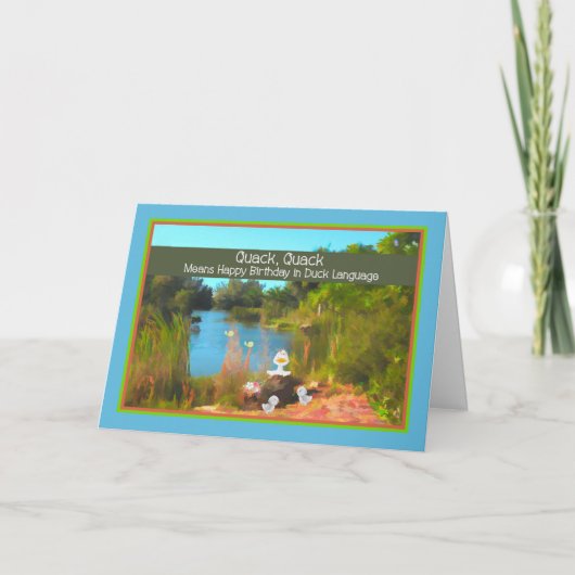 Carte d'anniversaire pour enfant avec canard et hi (Devant)