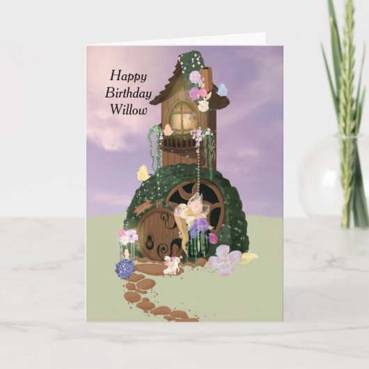 Carte d'anniversaire pour enfant avec Fairy House (Devant)