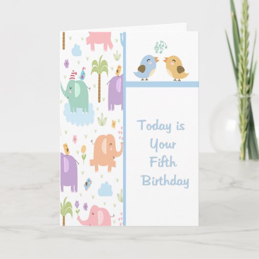 Carte d'anniversaire pour enfant de cinq ans (Devant)