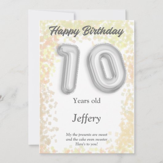 Carte d'anniversaire pour enfant de dix ans (Devant)