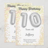 Carte d'anniversaire pour enfant de dix ans (Devant / Derrière)