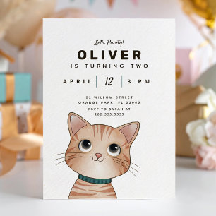 Carte d'anniversaire pour enfants avec petit chat