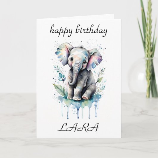 Carte d'anniversaire pour enfants bébé éléphant ga (Devant)