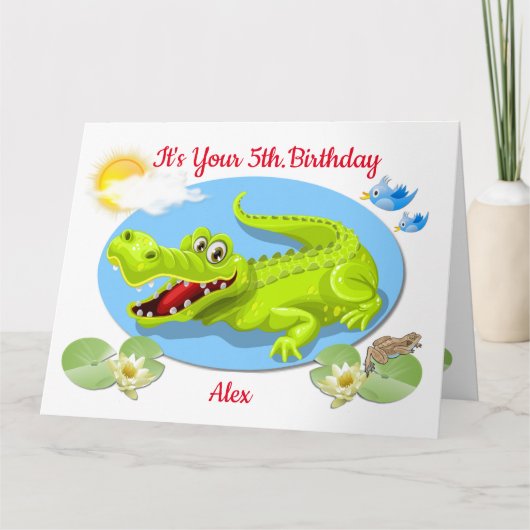 Carte d'anniversaire pour enfants "Crocodile souri (Devant)
