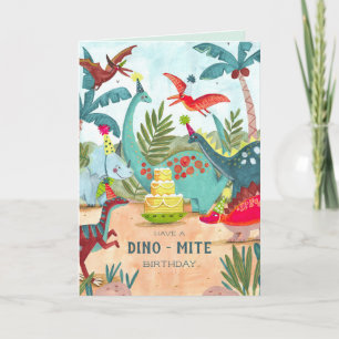 Carte d'anniversaire pour enfants dinosaures
