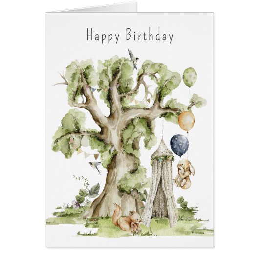 Carte d'anniversaire pour enfants en bois mignonne (Devant)