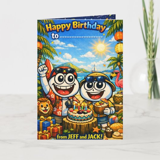 Carte d'anniversaire pour enfants Jeff & Jack – Fê (Devant)