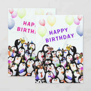 Carte d'anniversaire pour enfants Joyeux pingouin