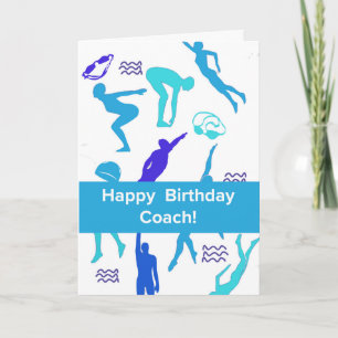 Carte d'anniversaire pour entraîneur de natation a