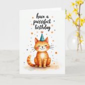 Carte d'anniversaire pour félin rayé (Fleur jaune)