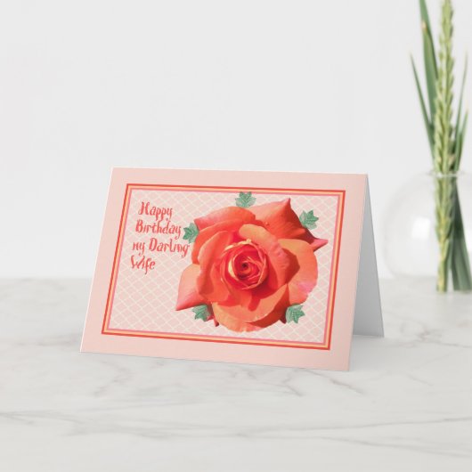 Carte d'anniversaire pour femme avec Rose orange (Devant)