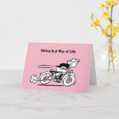 Carte d'anniversaire pour femme motocycliste mode (Fleur jaune)