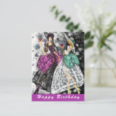 Carte d'anniversaire pour femmes à boire du vin -  (Debout devant)