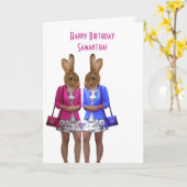 Carte d'anniversaire pour femmes animaux amusants (Fleur jaune)