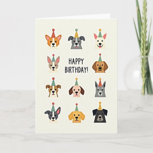 Carte d'anniversaire pour fête de chiens (Devant)
