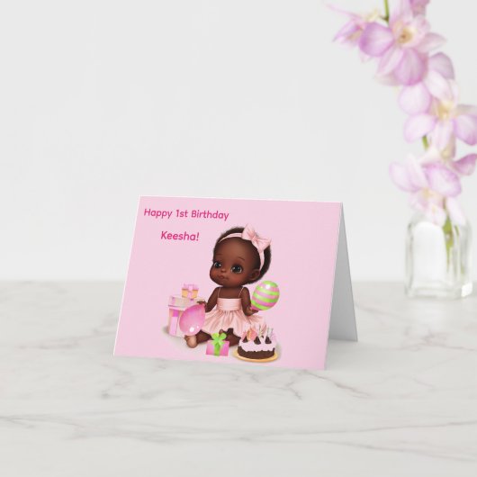 Carte d'anniversaire pour fille africaine américai (Orchidée)