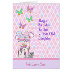 Carte d'anniversaire pour fille de 2 ans, Unicorn