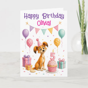 Carte d'anniversaire pour fille de 5 ans avec un c