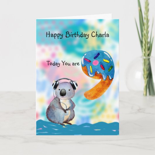 Carte d'anniversaire pour fille de 9 ans (Devant)