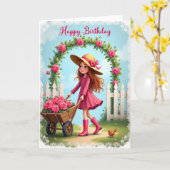 Carte d'anniversaire pour fille fantaisiste (Fleur jaune)