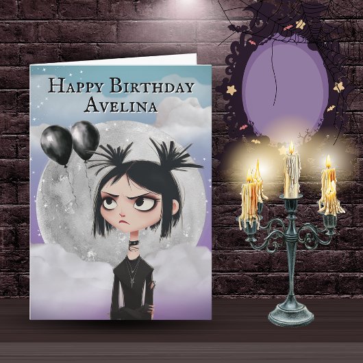 Carte d'anniversaire pour fille gothique mignonne