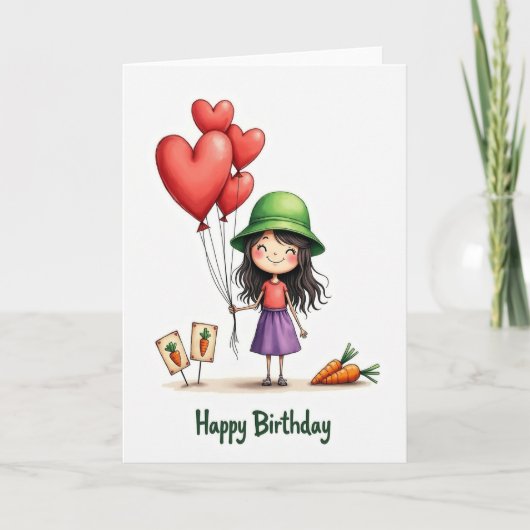 Carte d'anniversaire pour fille heureuse (Devant)