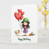 Carte d'anniversaire pour fille heureuse (Fleur jaune)