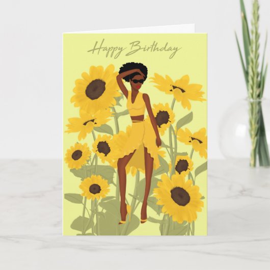 Carte d'anniversaire pour fille noire (Devant)