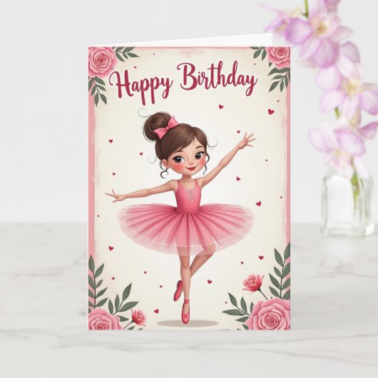 Carte d'anniversaire pour filles danseuses (Orchidée)