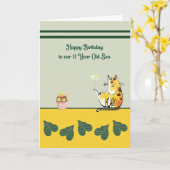 Carte d'anniversaire pour Fils de 12 ans avec chat (Fleur jaune)
