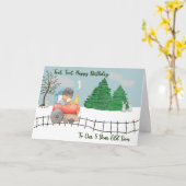 Carte d'anniversaire pour fils de 5 ans avec train (Fleur jaune)