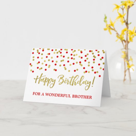 Carte d'anniversaire pour frère avec confettis mod (Fleur jaune)