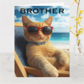 CARTE D'ANNIVERSAIRE POUR FRÈRE CHAT (Fleur jaune)