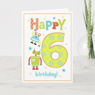 Carte d'anniversaire pour garçons 6 ans - Robots