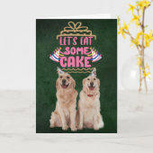 Carte d'anniversaire pour Golden Retriever mangeon (Fleur jaune)