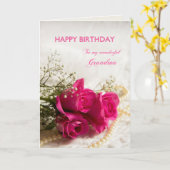 Carte d'anniversaire pour grand-mère aux roses ros (Fleur jaune)
