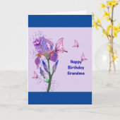Carte d'anniversaire pour grand-mère avec Iris (Fleur jaune)