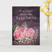 Carte d'anniversaire pour Grande Tante avec roses (Fleur jaune)