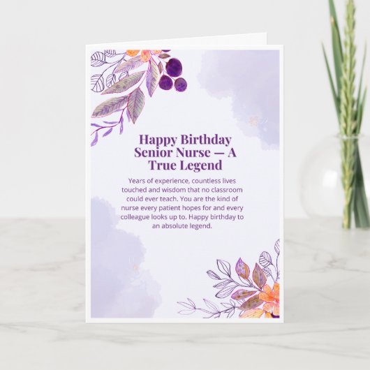 Carte d'anniversaire pour infirmière expérimentée (Devant)