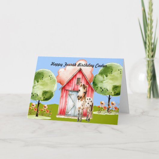 Carte d'anniversaire pour Jeune Garçon avec Pony (Devant)