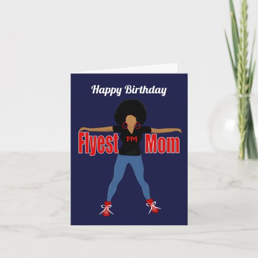 Carte d'anniversaire pour la mère la plus fly afro (Devant)