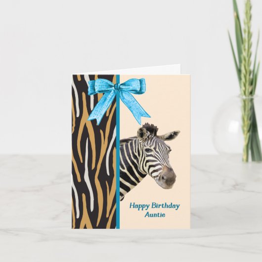 Carte d'anniversaire pour la tante avec Zebra (Devant)