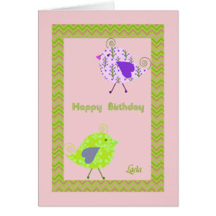 Carte d'anniversaire pour Laela avec des oiseaux d