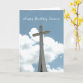 Carte d'anniversaire pour le diacre avec la croix (Fleur jaune)