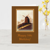 Carte d'anniversaire pour le moulin à vent 70e (Fleur jaune)