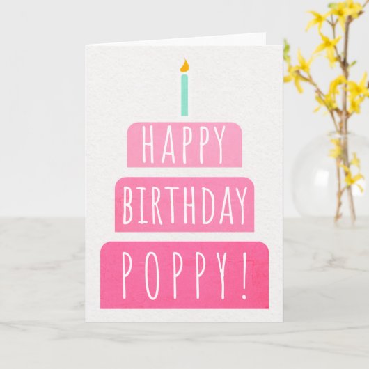 Carte d'anniversaire pour le pavot (Fleur jaune)