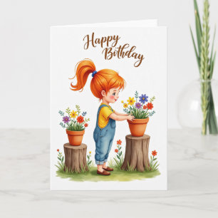 Carte d'anniversaire pour le rempotage des fleurs